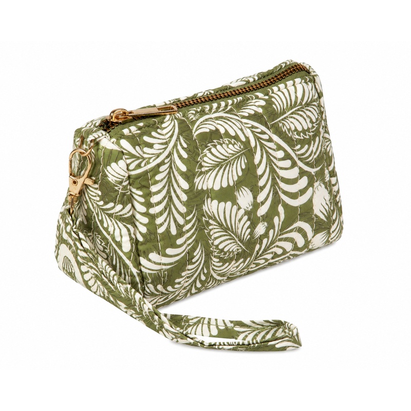 (image for) 2322 Olive Floral Quilted Multi-Use Pouch